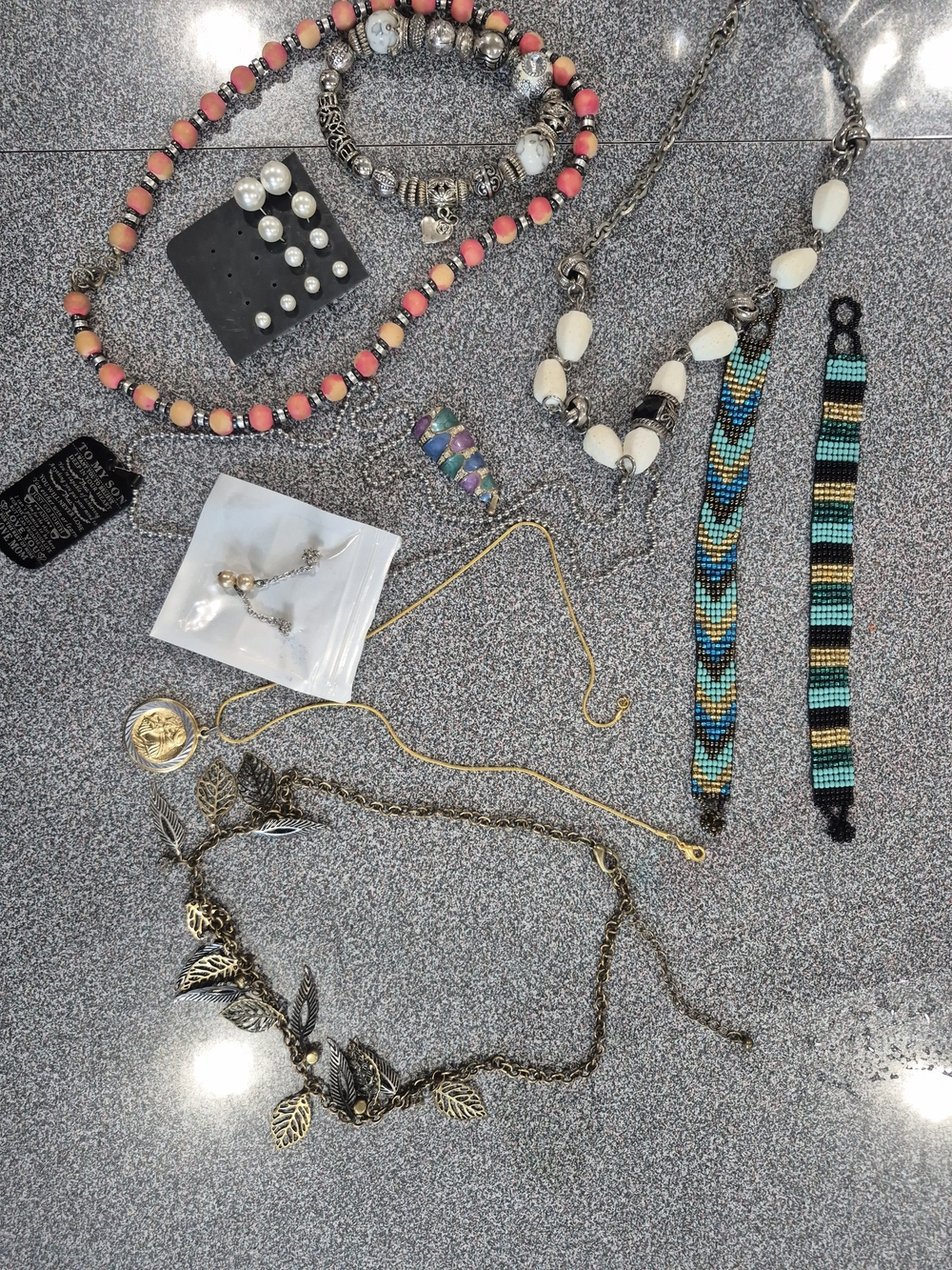 Assorted Women's Beaded and Metal Jewelry Set - Pink, Turquoise, Gold Accents